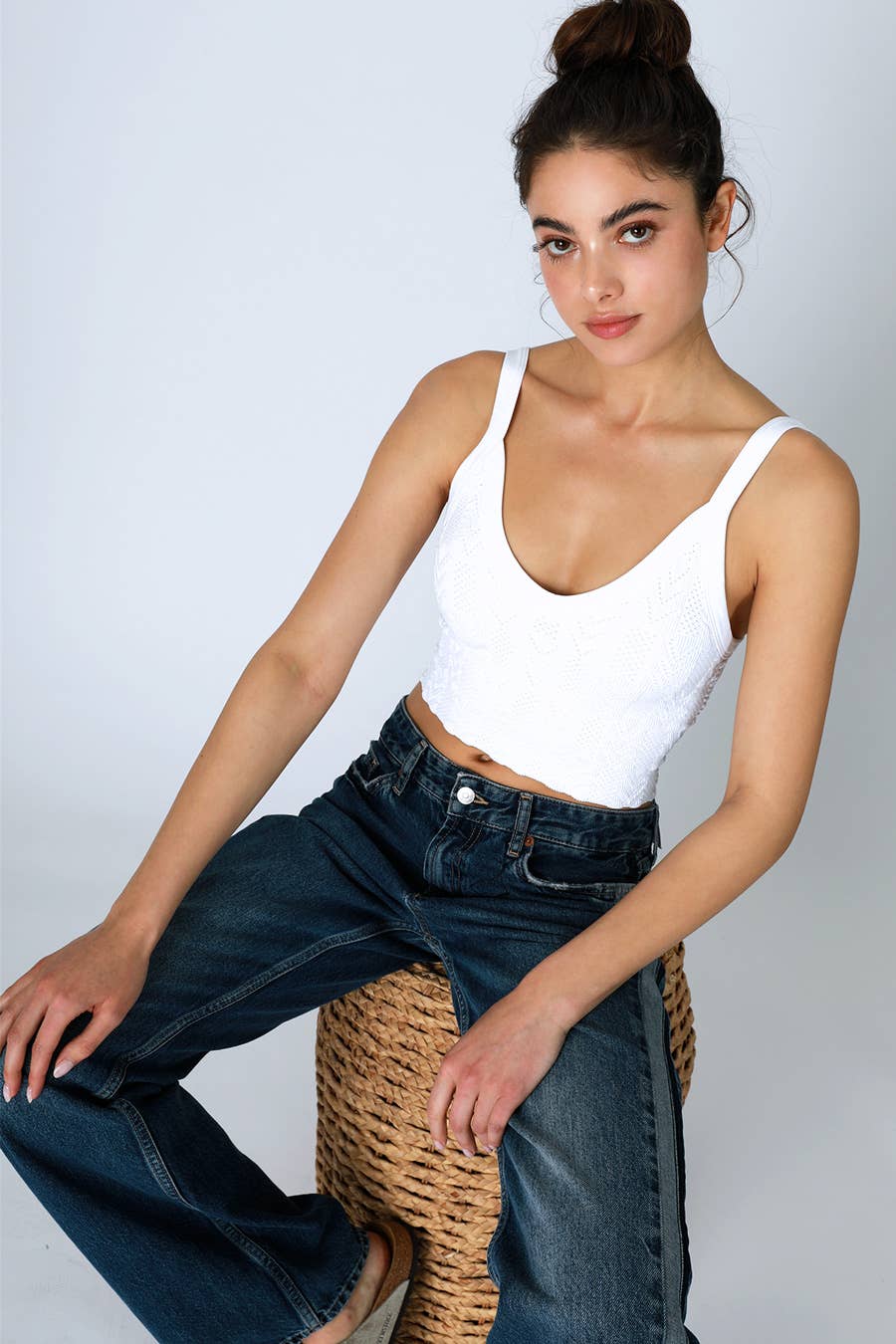 Lace Textured Crop Top - Nikibiki