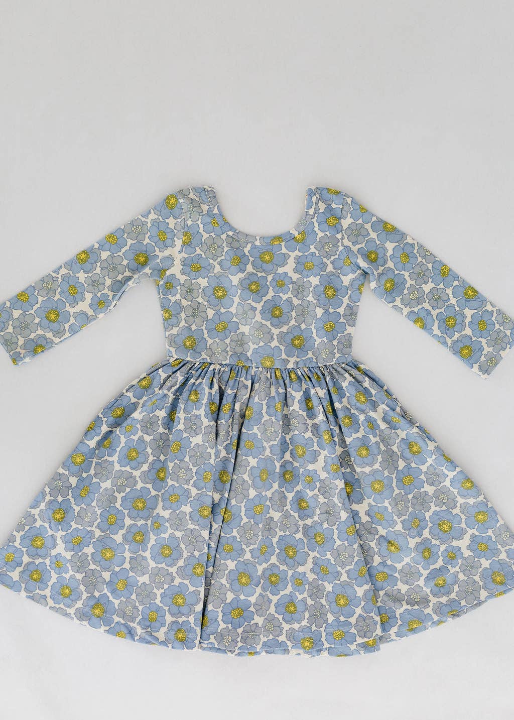 Good Apples - 3/4 Sleeve Twirl Dress in Periwinkle Meadow