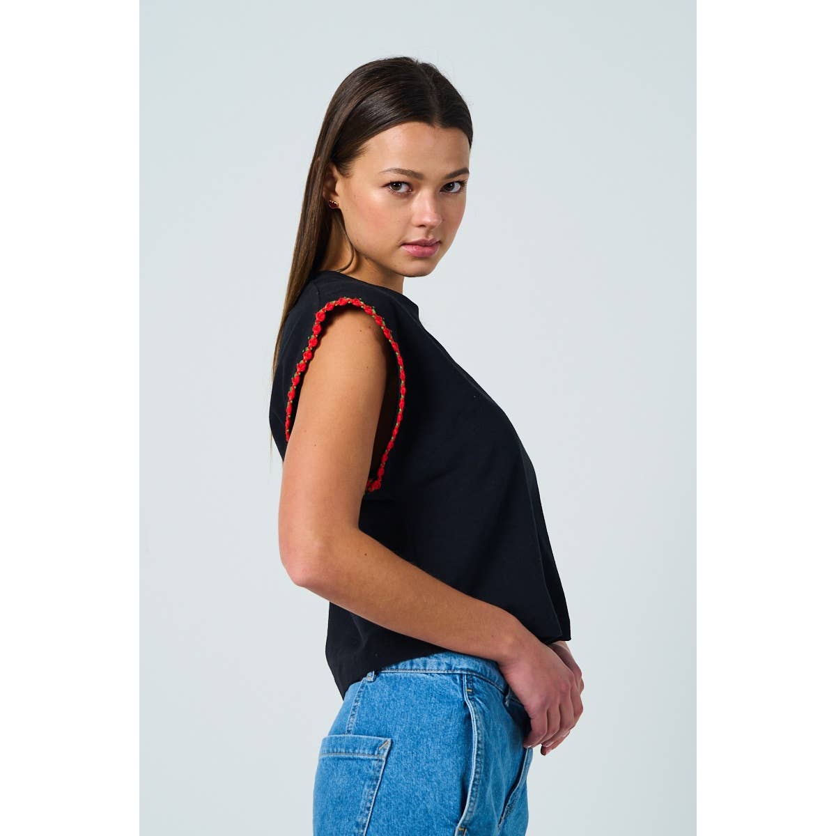 Floral Trim Summer Sweatshirt