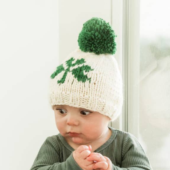 Shamrock St. Patrick's Day Hand Knit Beanie Hat Baby & Kids