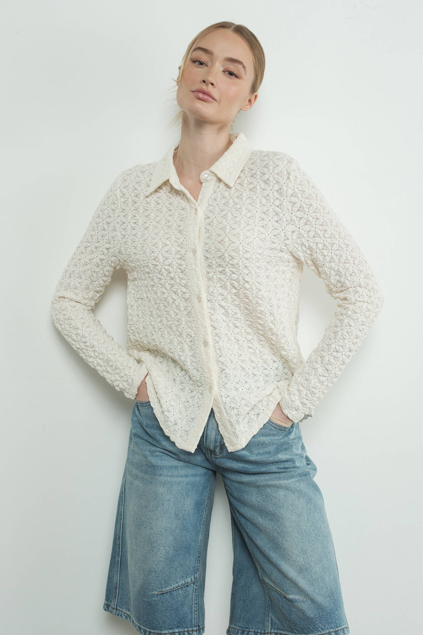 FLORAL LACE BUTTONDOWN SHIRTS
