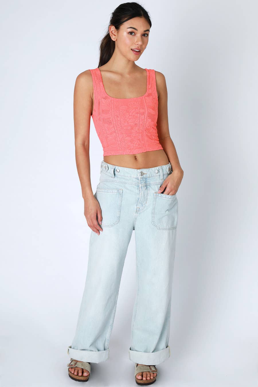 Double Lace Square Crop Top - Nikibiki