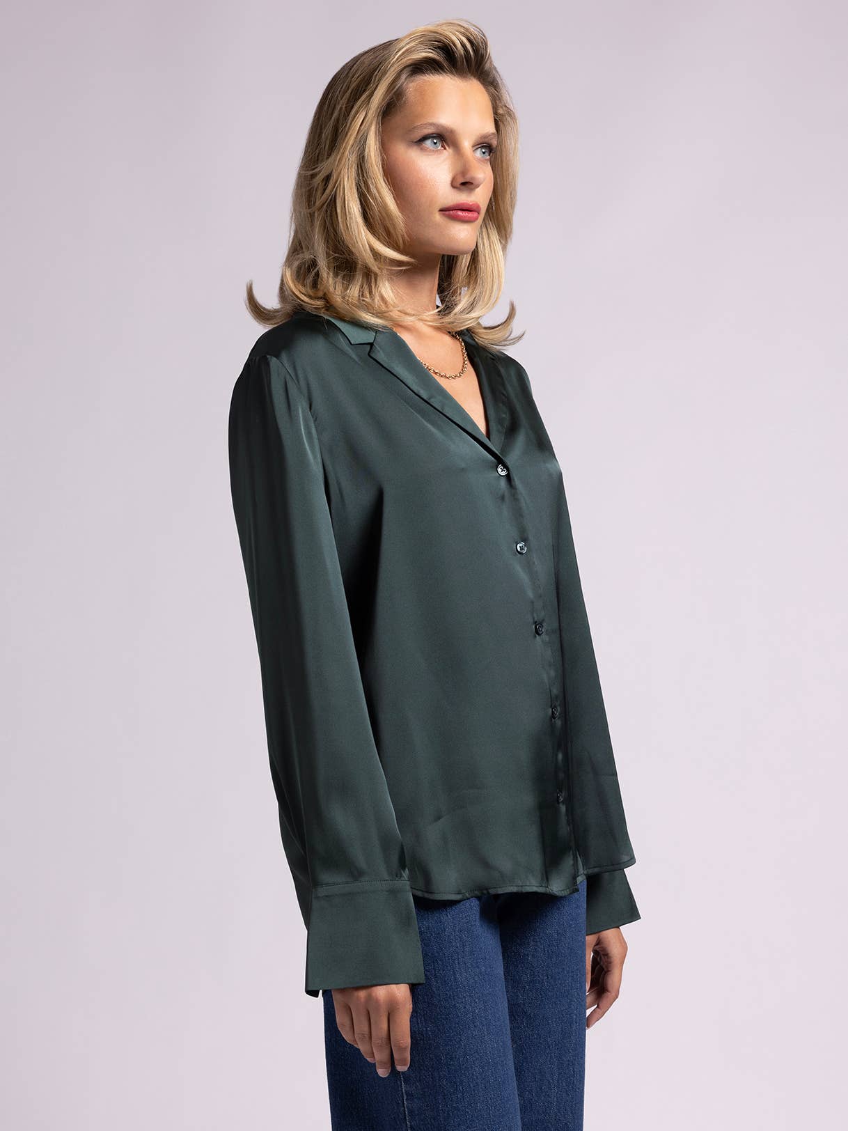Brienne Button Up Charmeuse Shirt