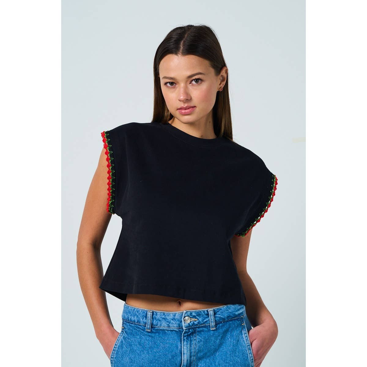 Floral Trim Summer Sweatshirt