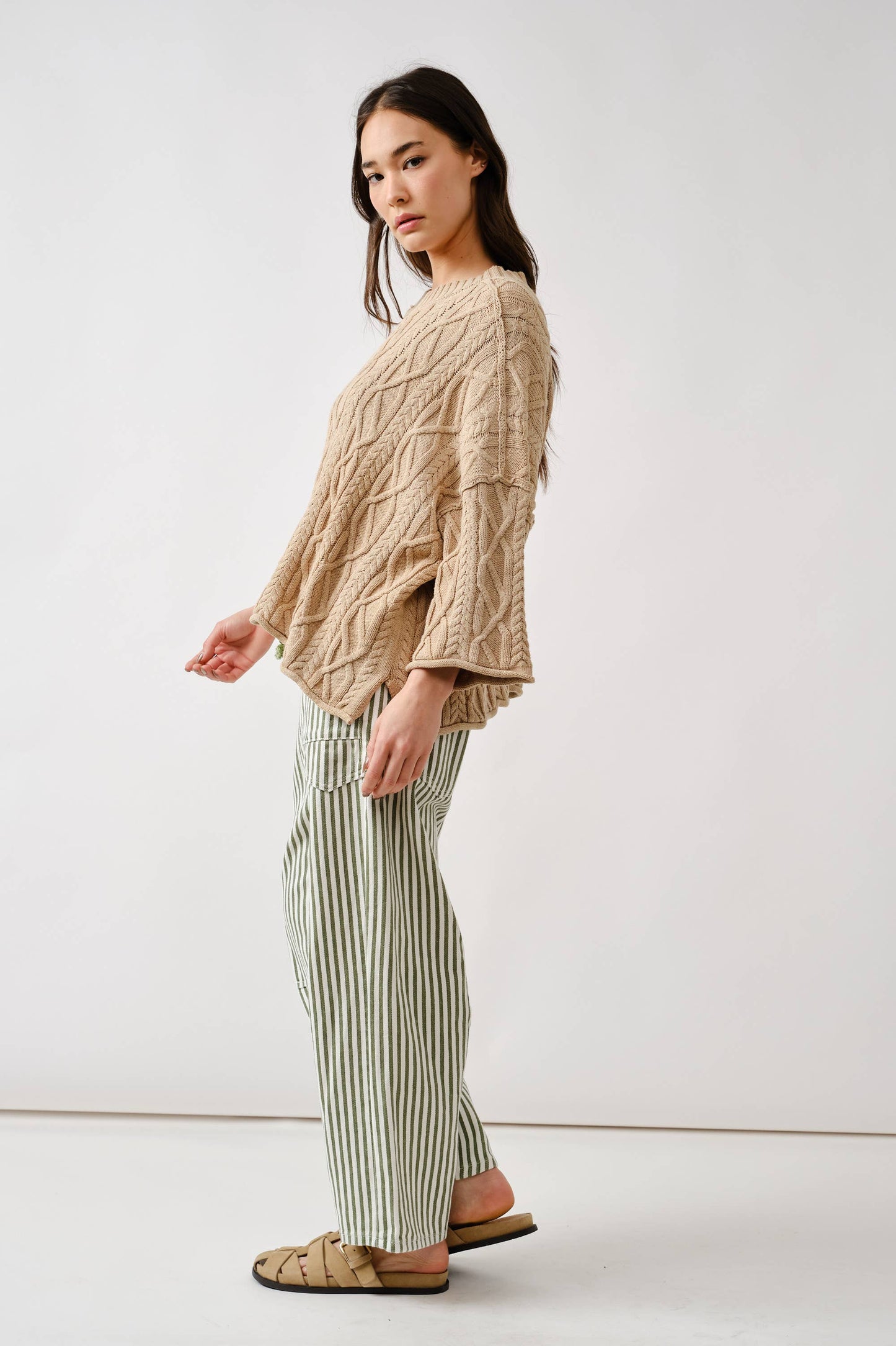 BARREL DENIM PANTS WITH EYELET WAIST