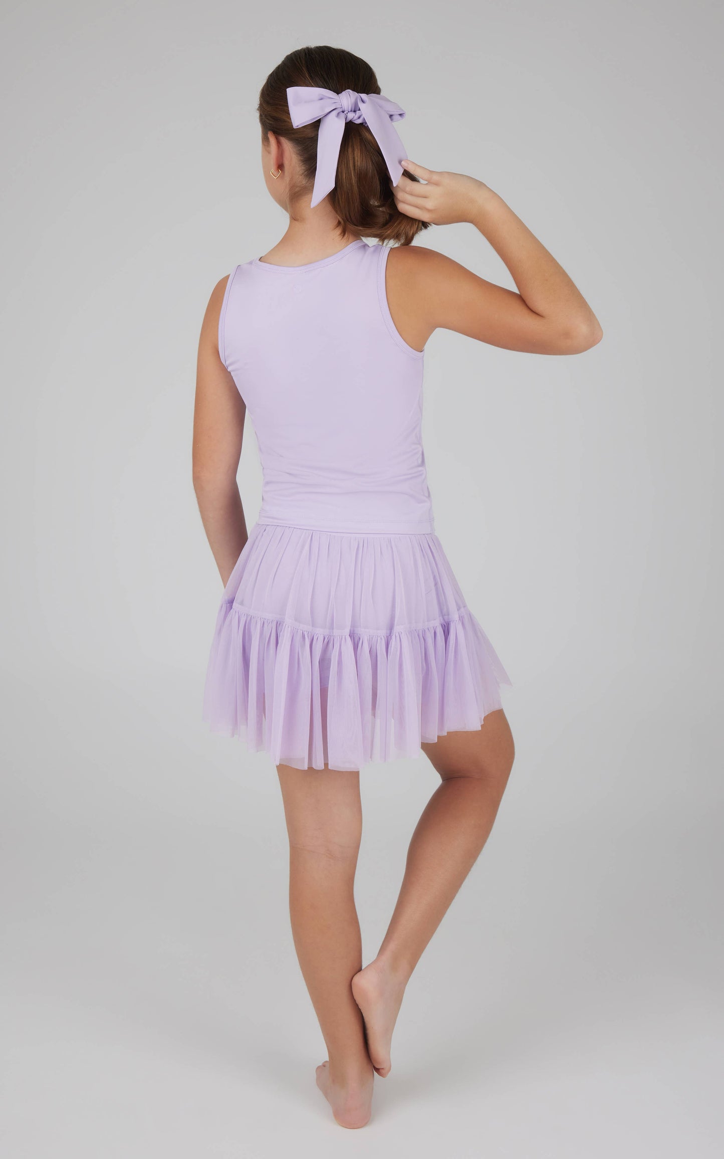 Girls Tank, Mesh Jersey Ruffle Skort, Scrunchie - 3 pc set