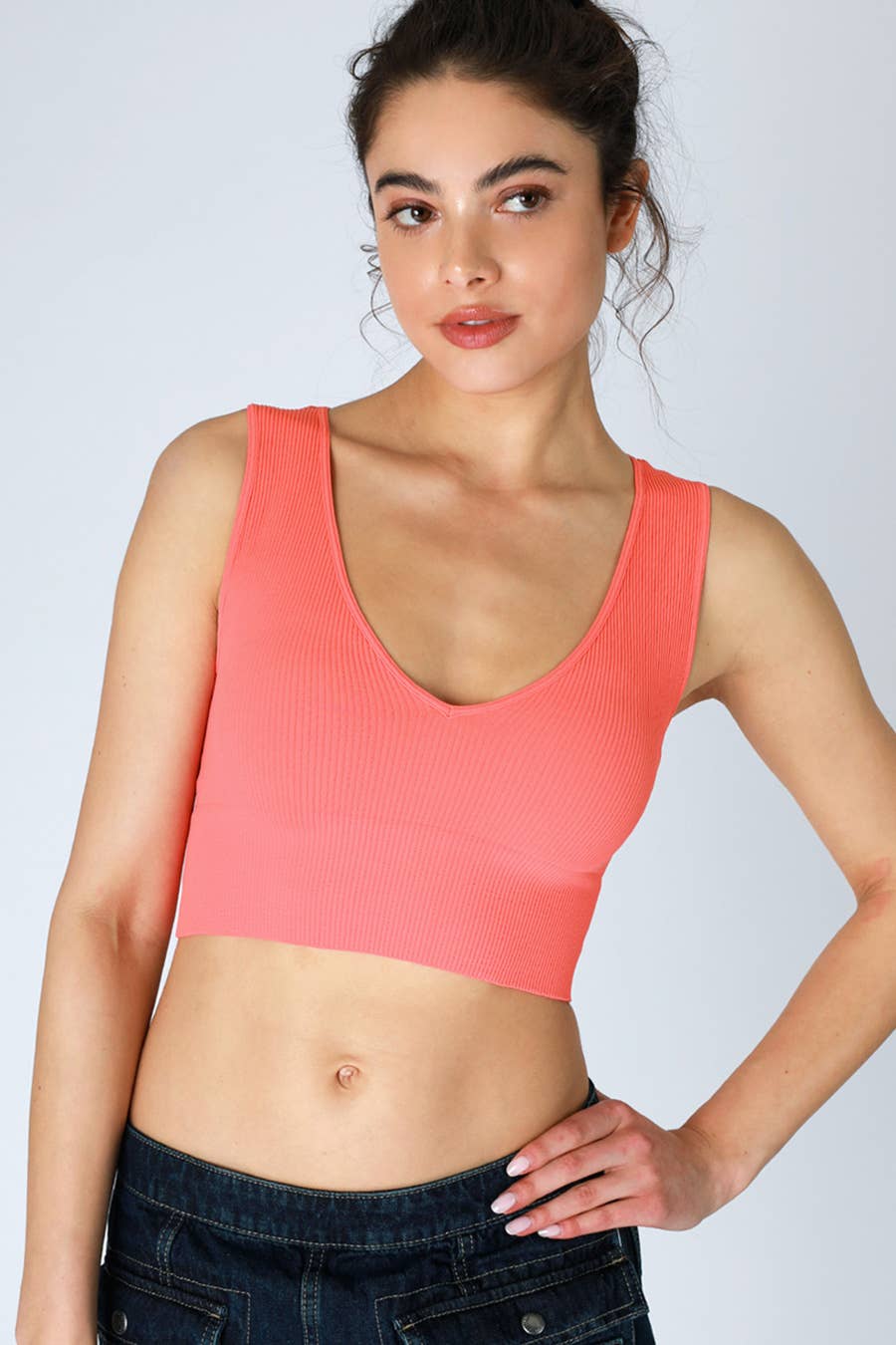 Plunge V-Neck Crop Top - Nikibiki