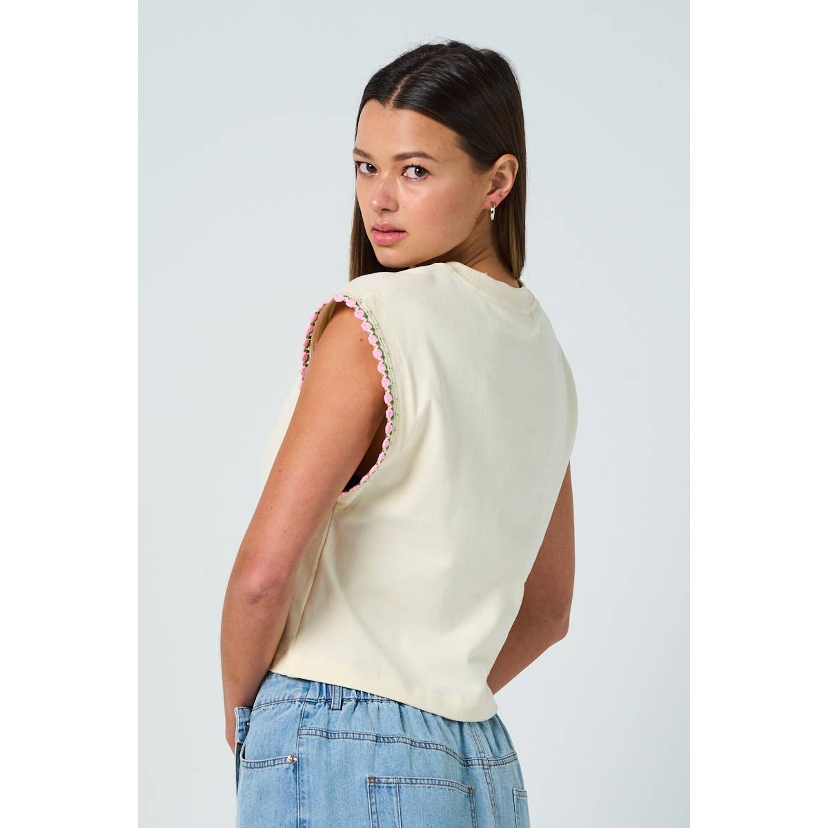 Floral Trim Summer Sweatshirt