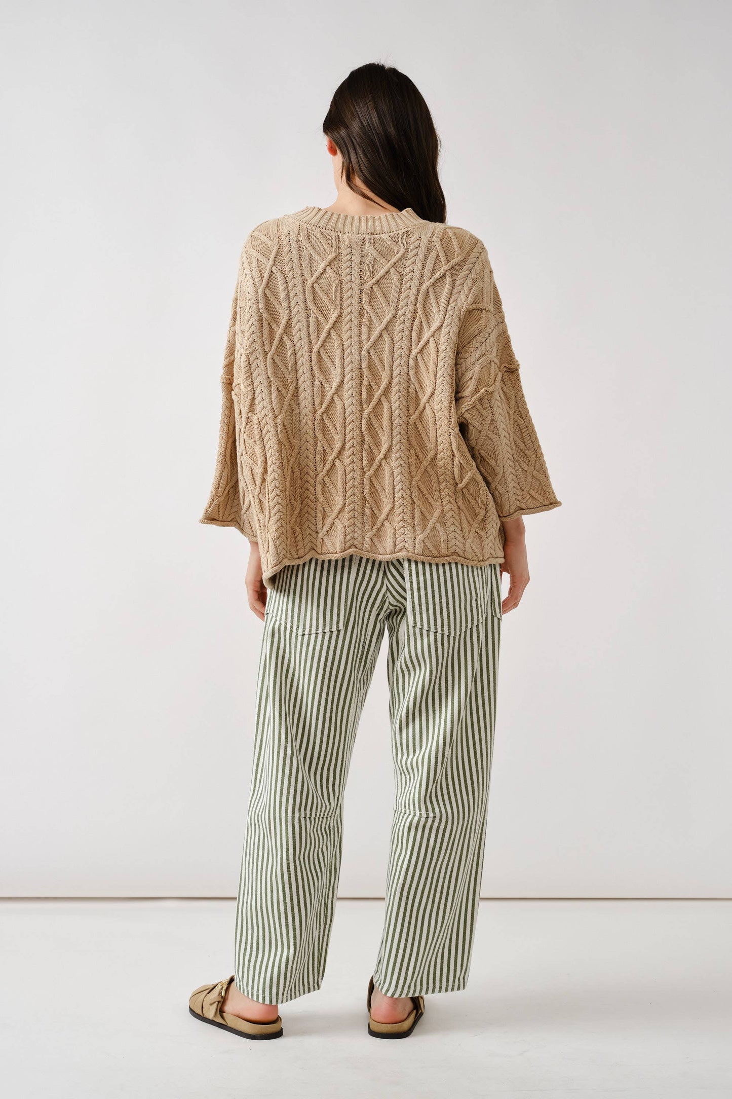 BARREL DENIM PANTS WITH EYELET WAIST