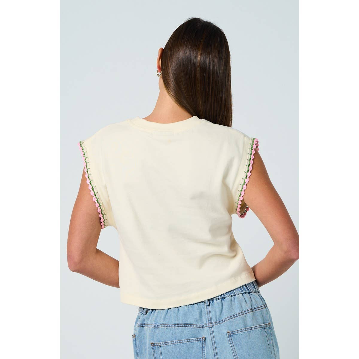 Floral Trim Summer Sweatshirt