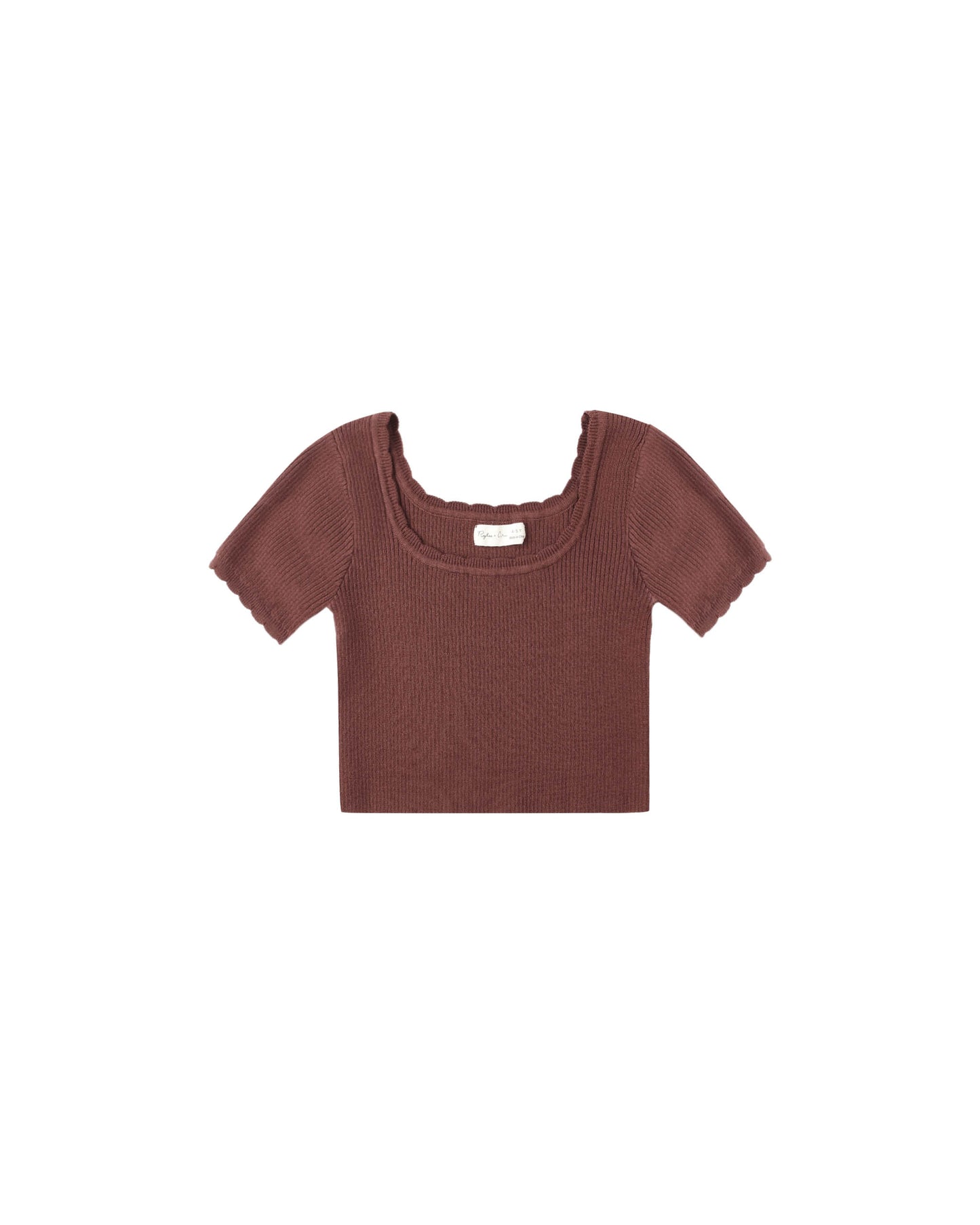 Scallop Tee in Burgundy - Rylee + Cru