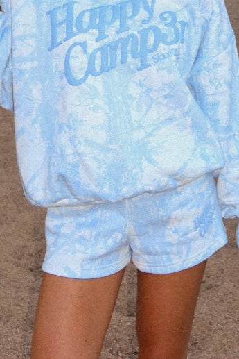 Soft Blue Camo Ellie Shorts - Happy Camp3r