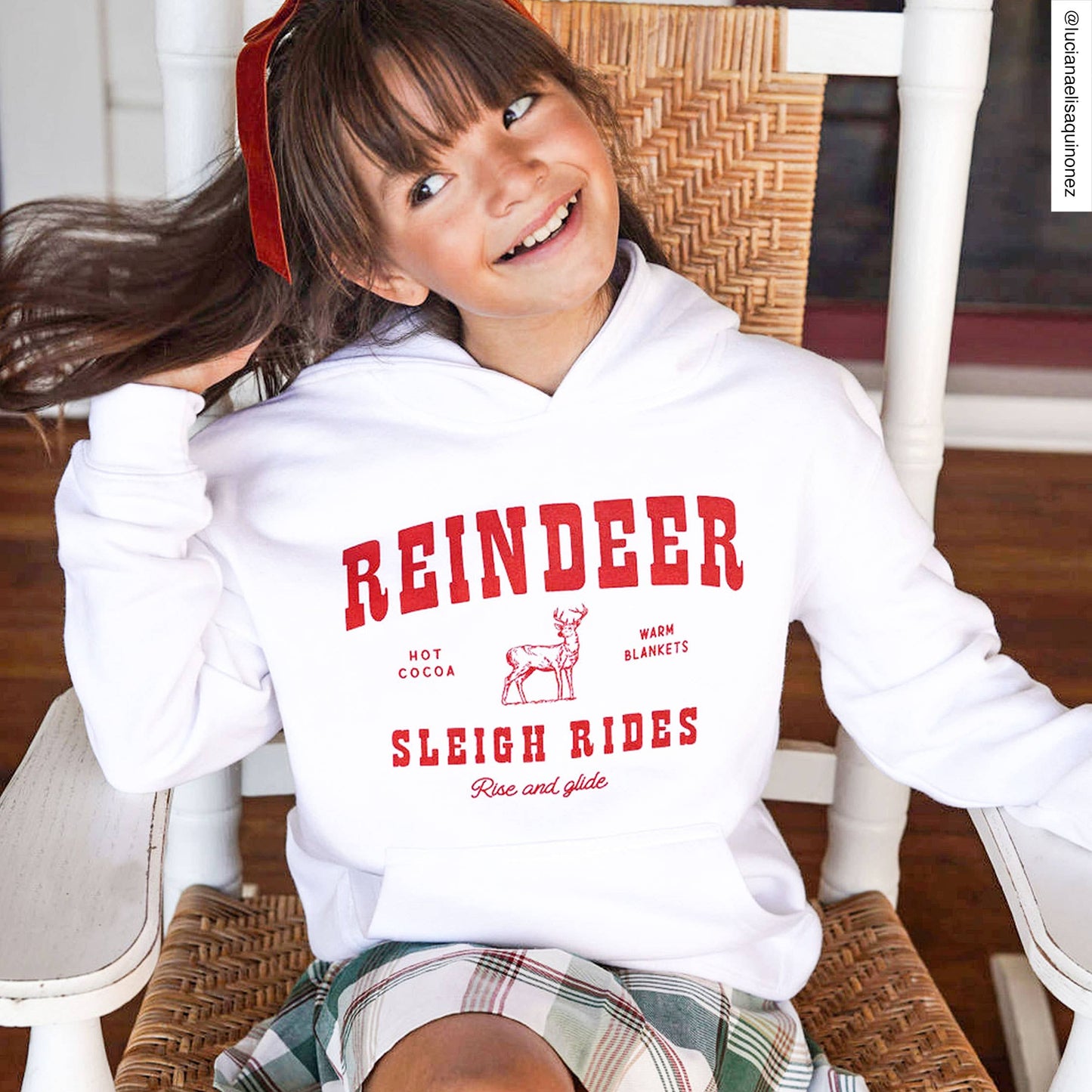 Kids Christmas White Reindeer Sweatshirt-Girls, Boys