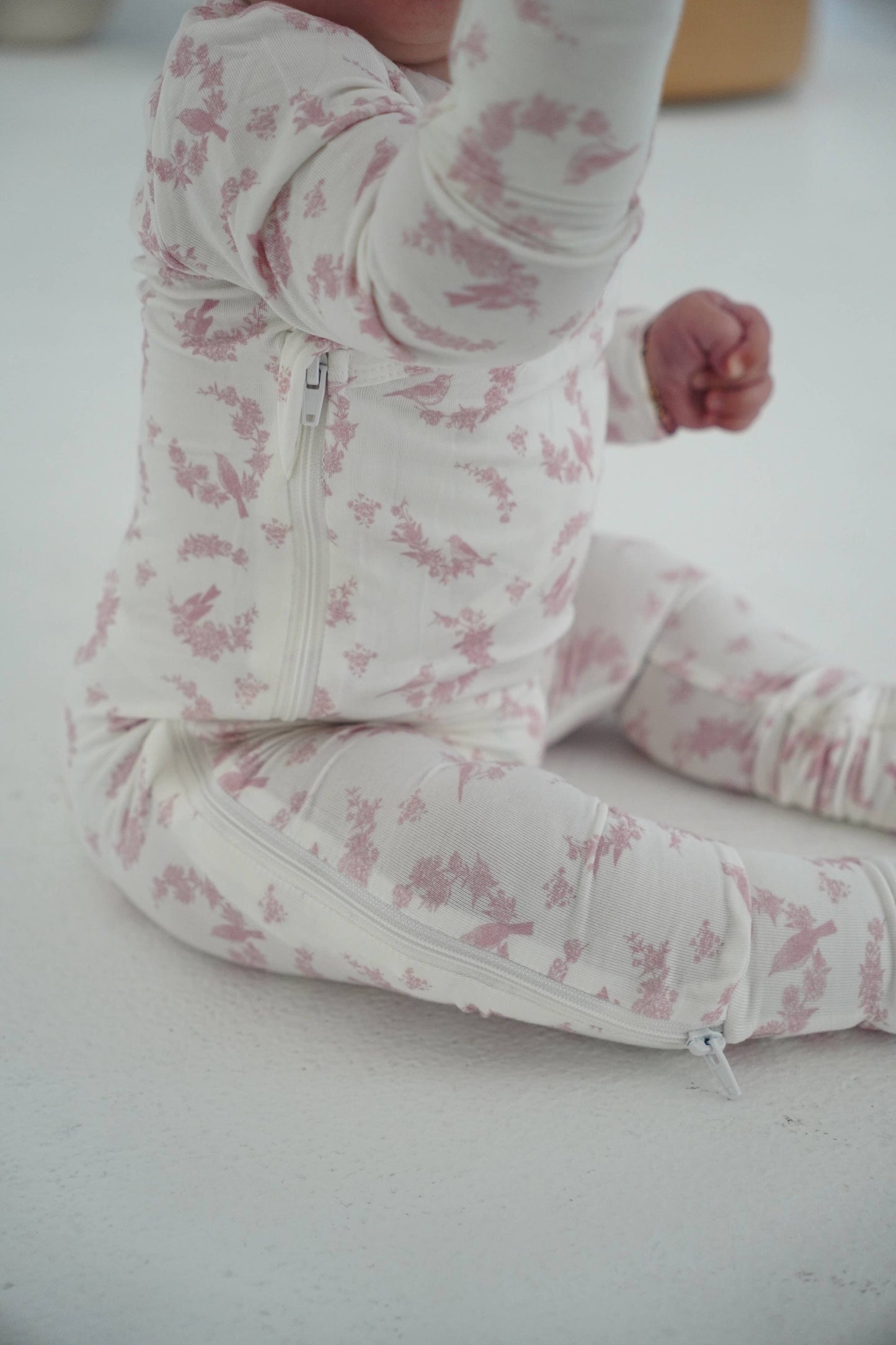 Little Pink Bird Bamboo Footie