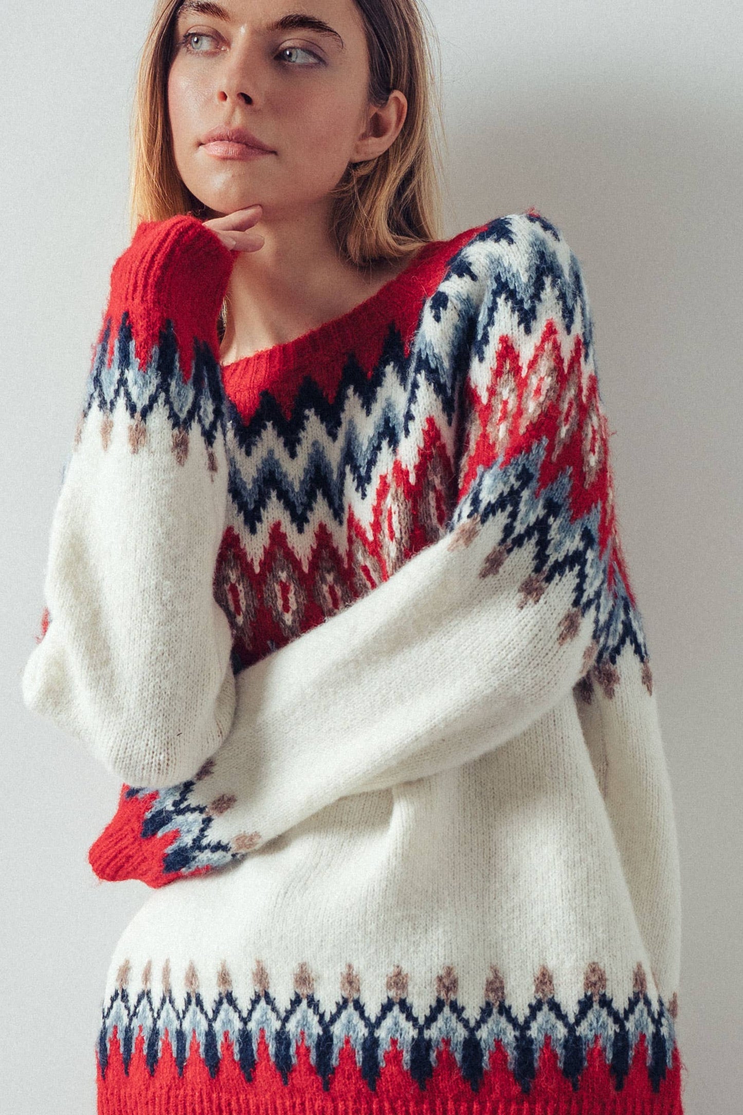 Fair Isle Wool Blend Sweater Top