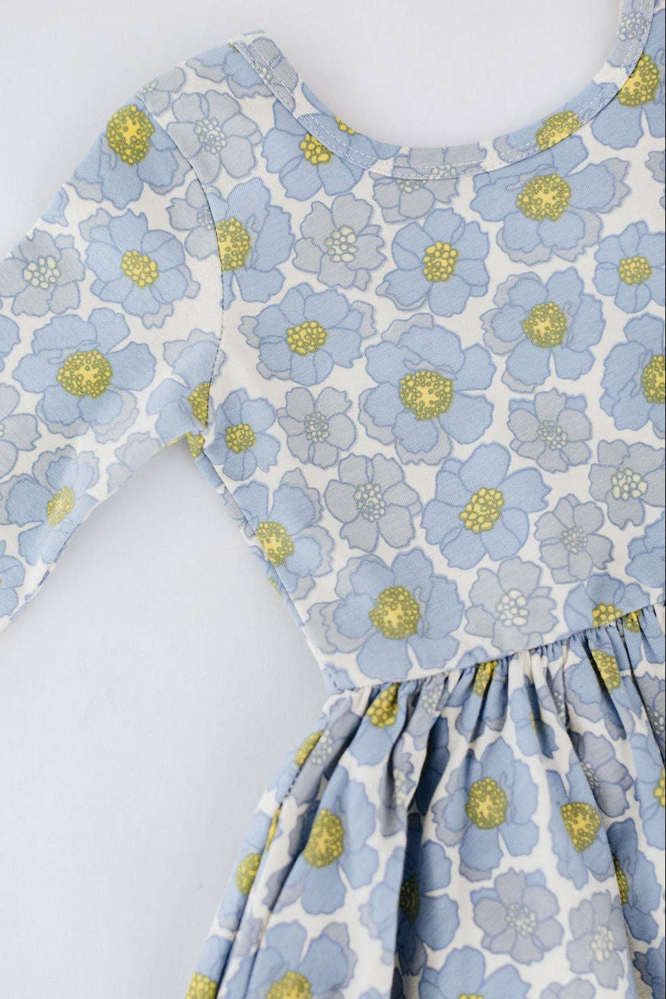 Good Apples - 3/4 Sleeve Twirl Dress in Periwinkle Meadow