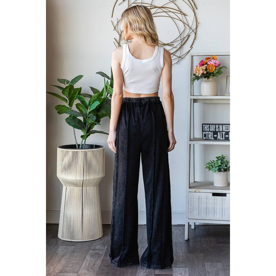 WASHED EXPOSED SEAM DRAWSTRING SWEATPANTS