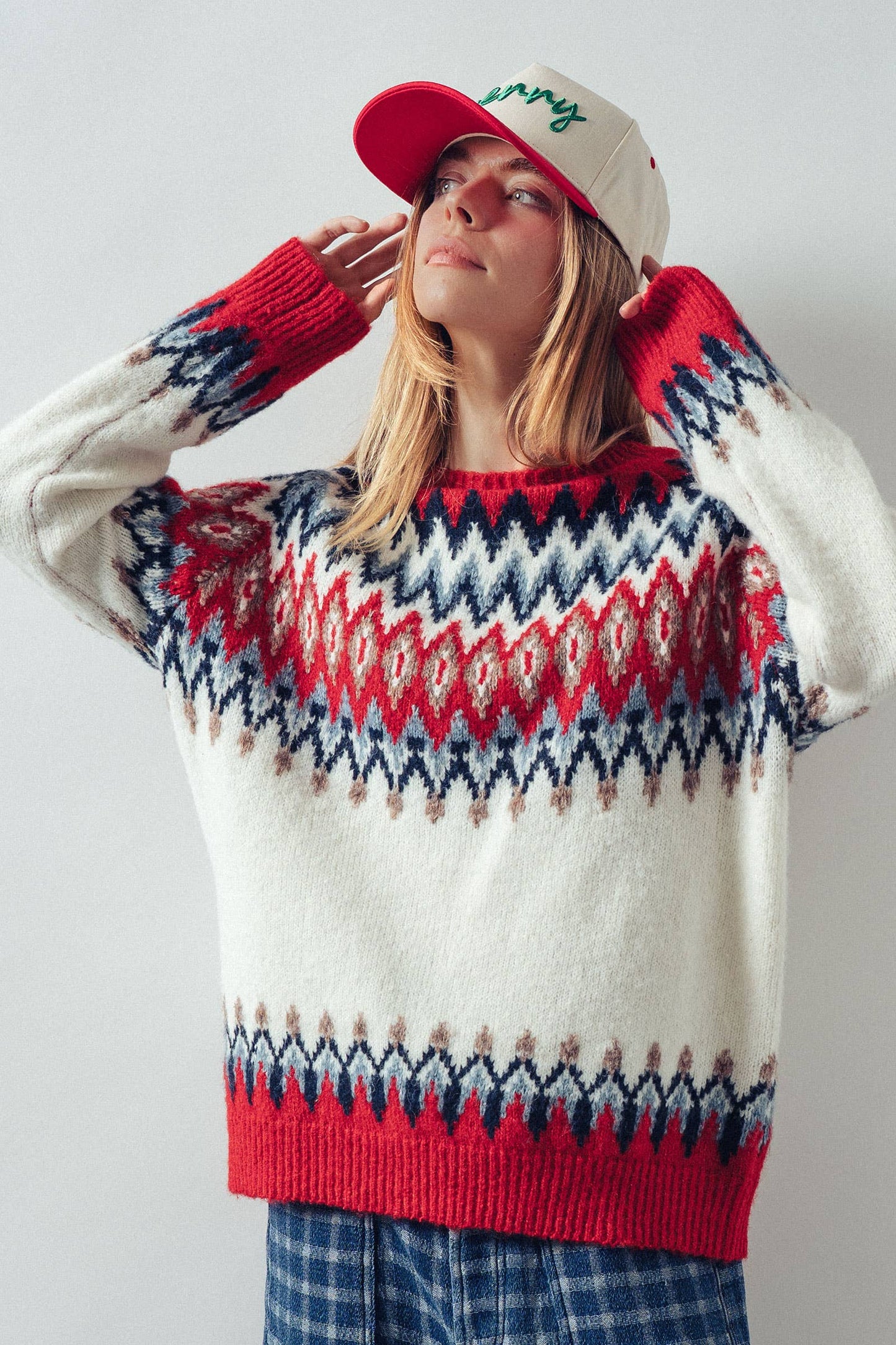 Fair Isle Wool Blend Sweater Top