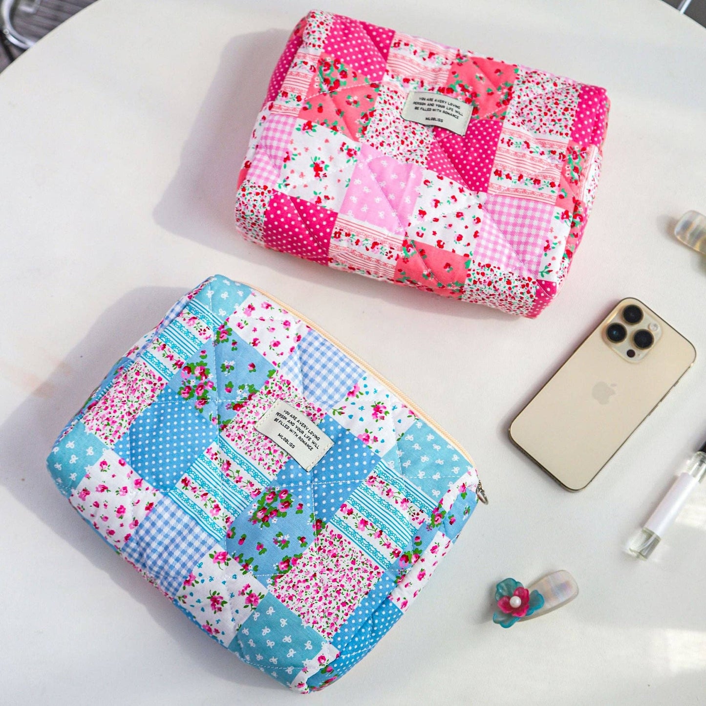 Colorful Flower Print Portable Make Up Bag DP25C562