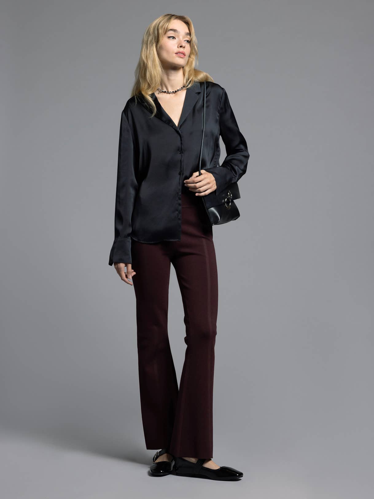 Brienne Button Up Charmeuse Shirt