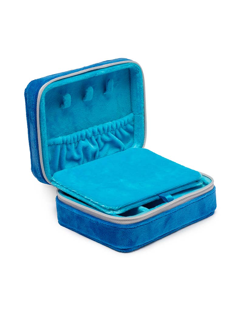 Velvet Jewelry Zip Case / Organizer - Sardine Can - Blue