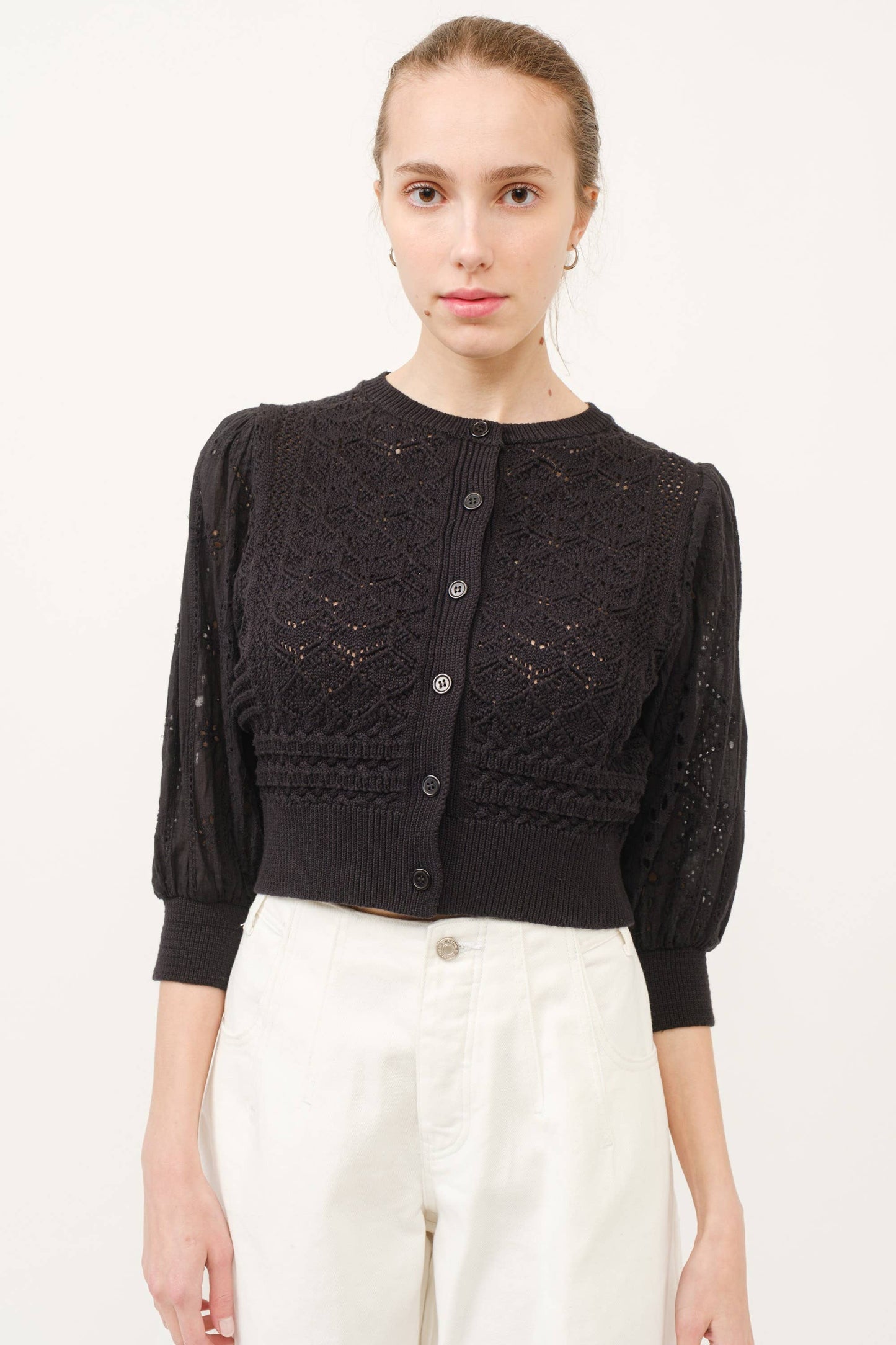 HENDRY 3/4 SLEEVES SEE THROUGH CARDIGAN