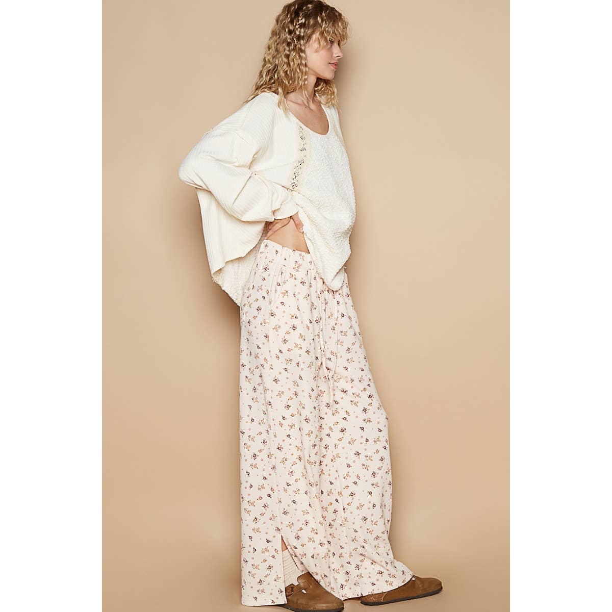 Vintage washed stretchable waist band casual pants