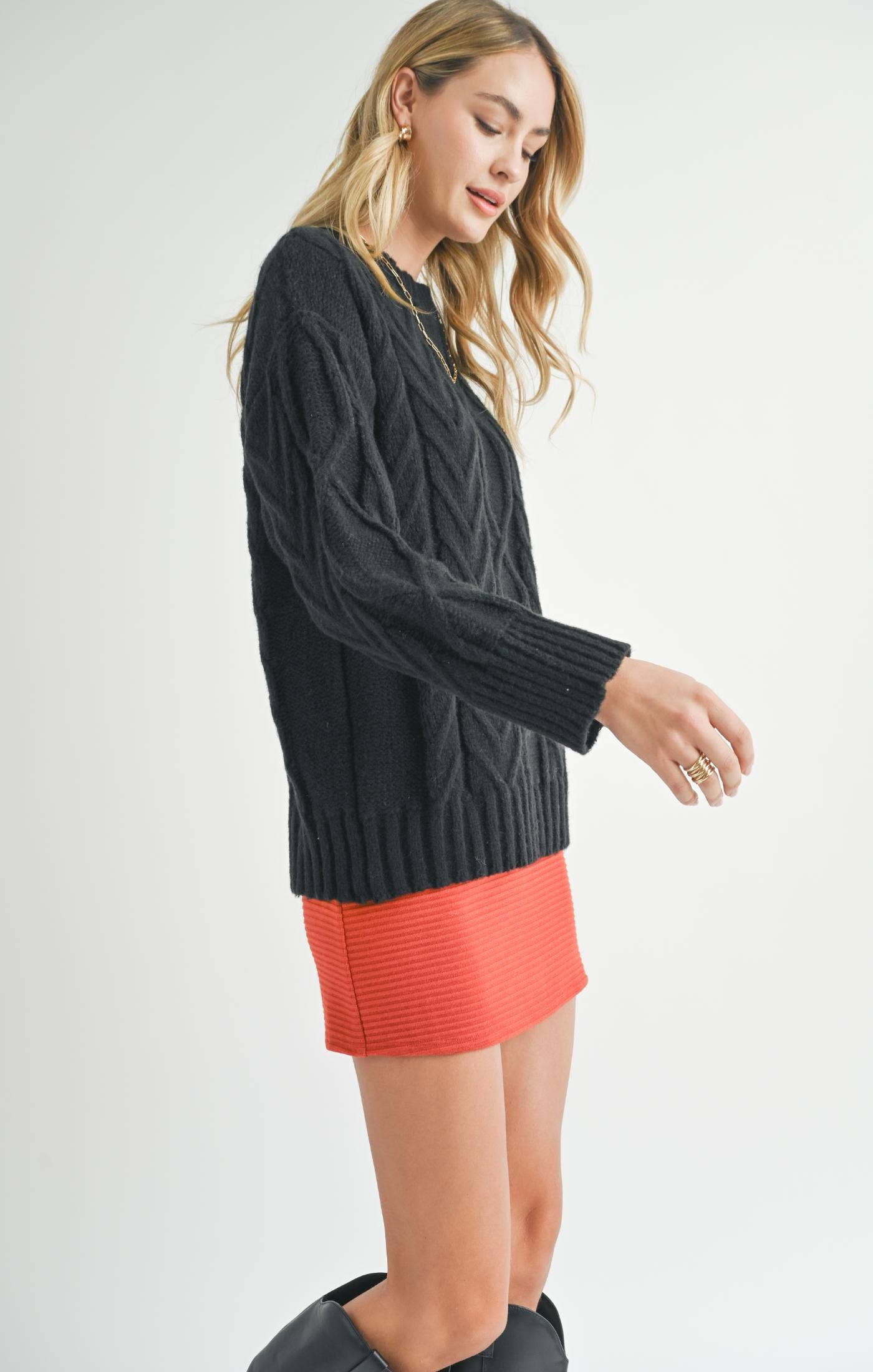 Black Cable Knit Sweater