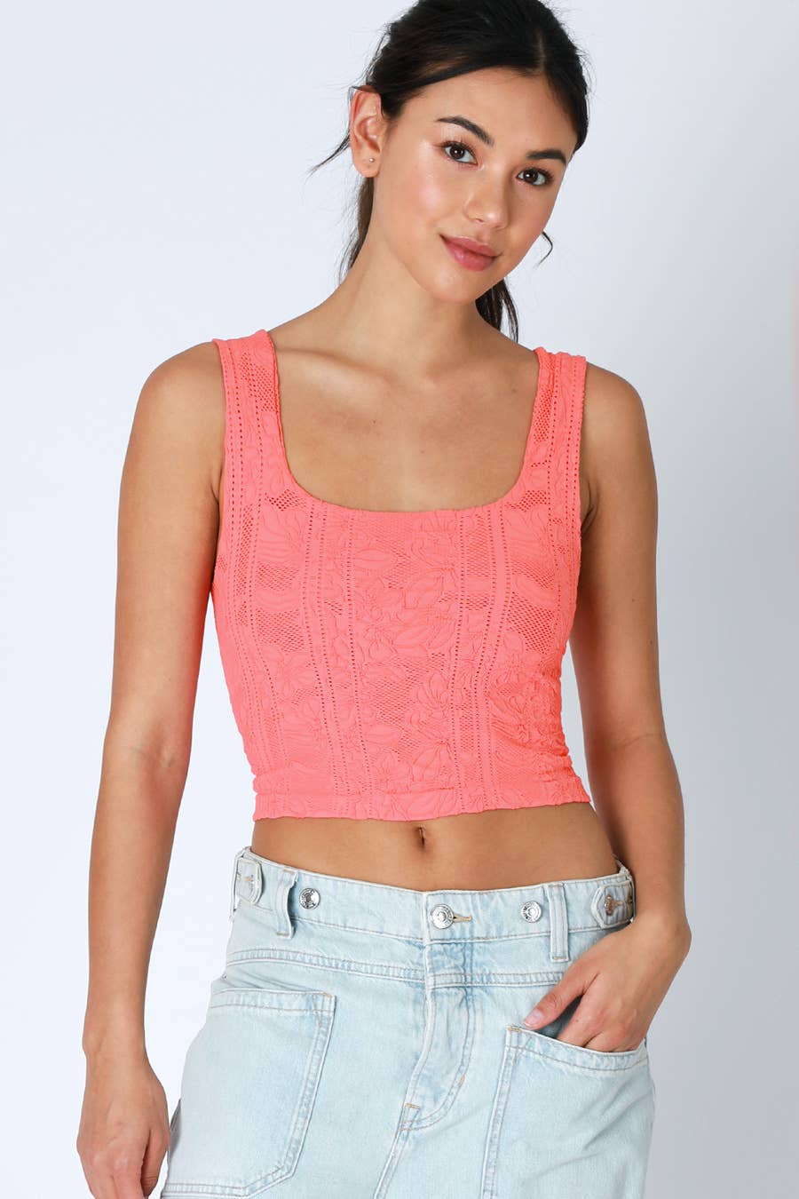 Double Lace Square Crop Top - Nikibiki