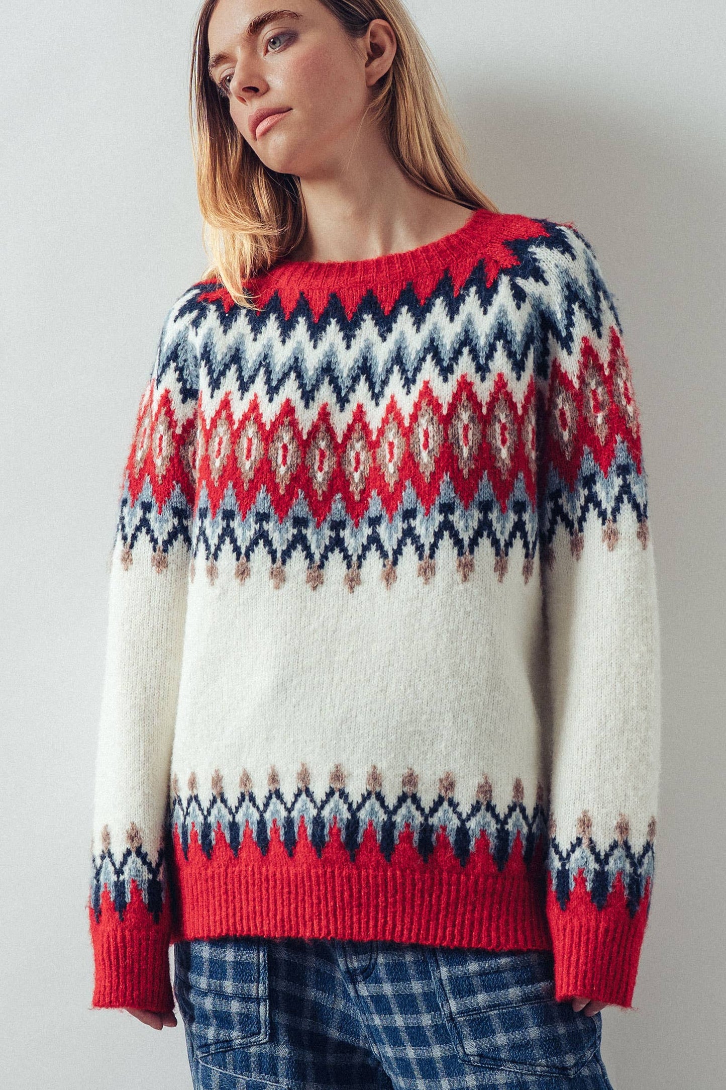 Fair Isle Wool Blend Sweater Top