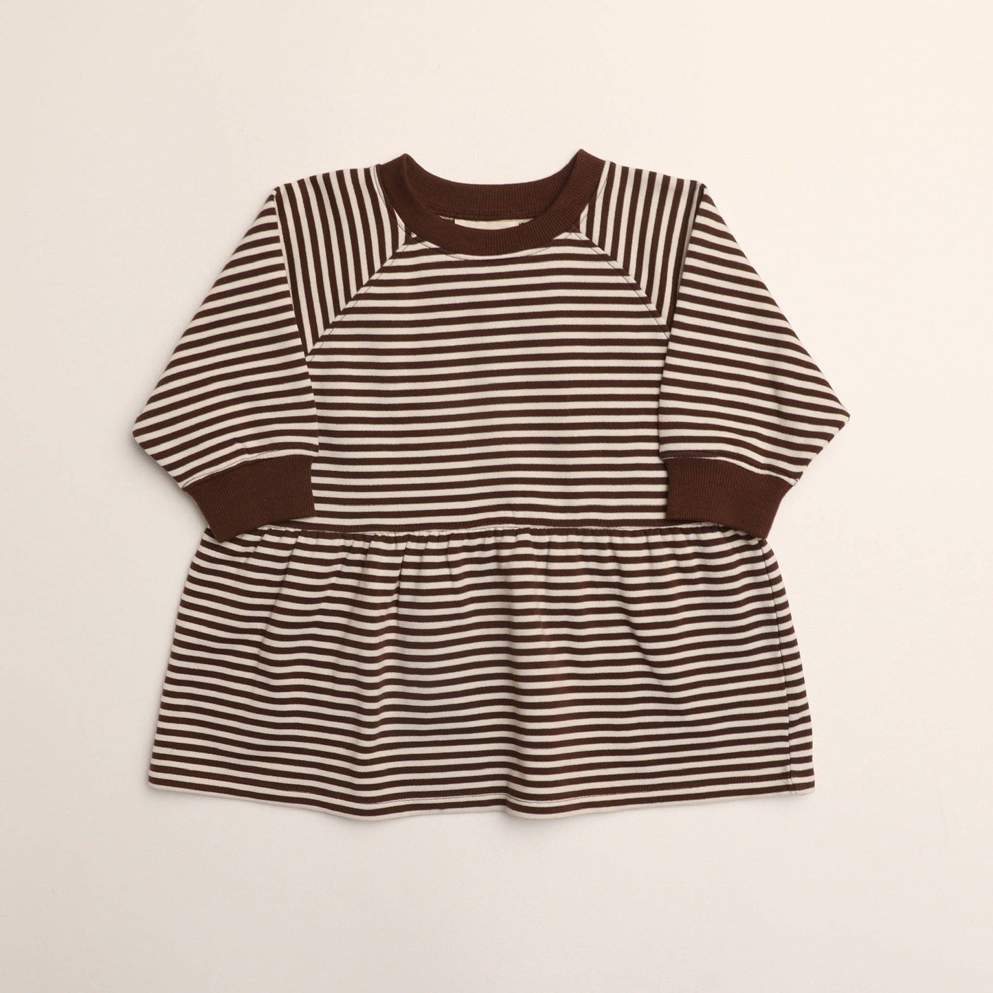 Kelsey Dress in Turtledove Chocolate Stripe - Winnie & Crew