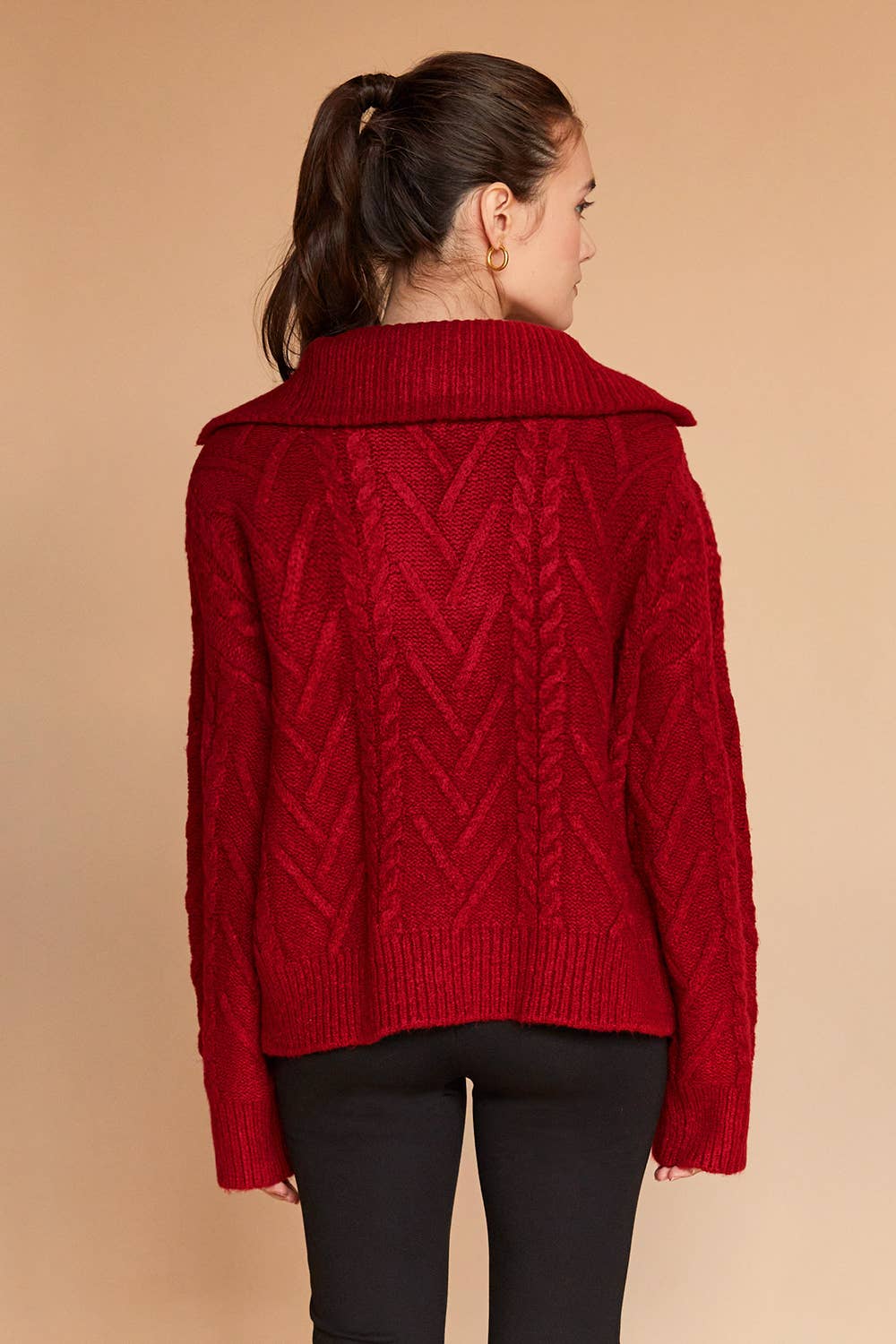 Finley Front Zip Chunky Cable Knit Sweater