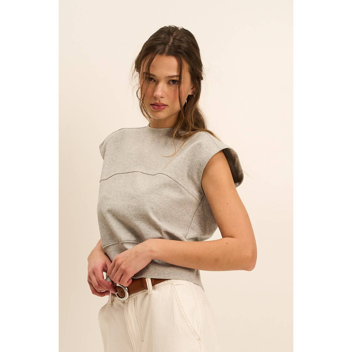 Back Buckle Sleeveless Knit Top