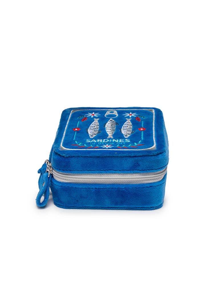 Velvet Jewelry Zip Case / Organizer - Sardine Can - Blue