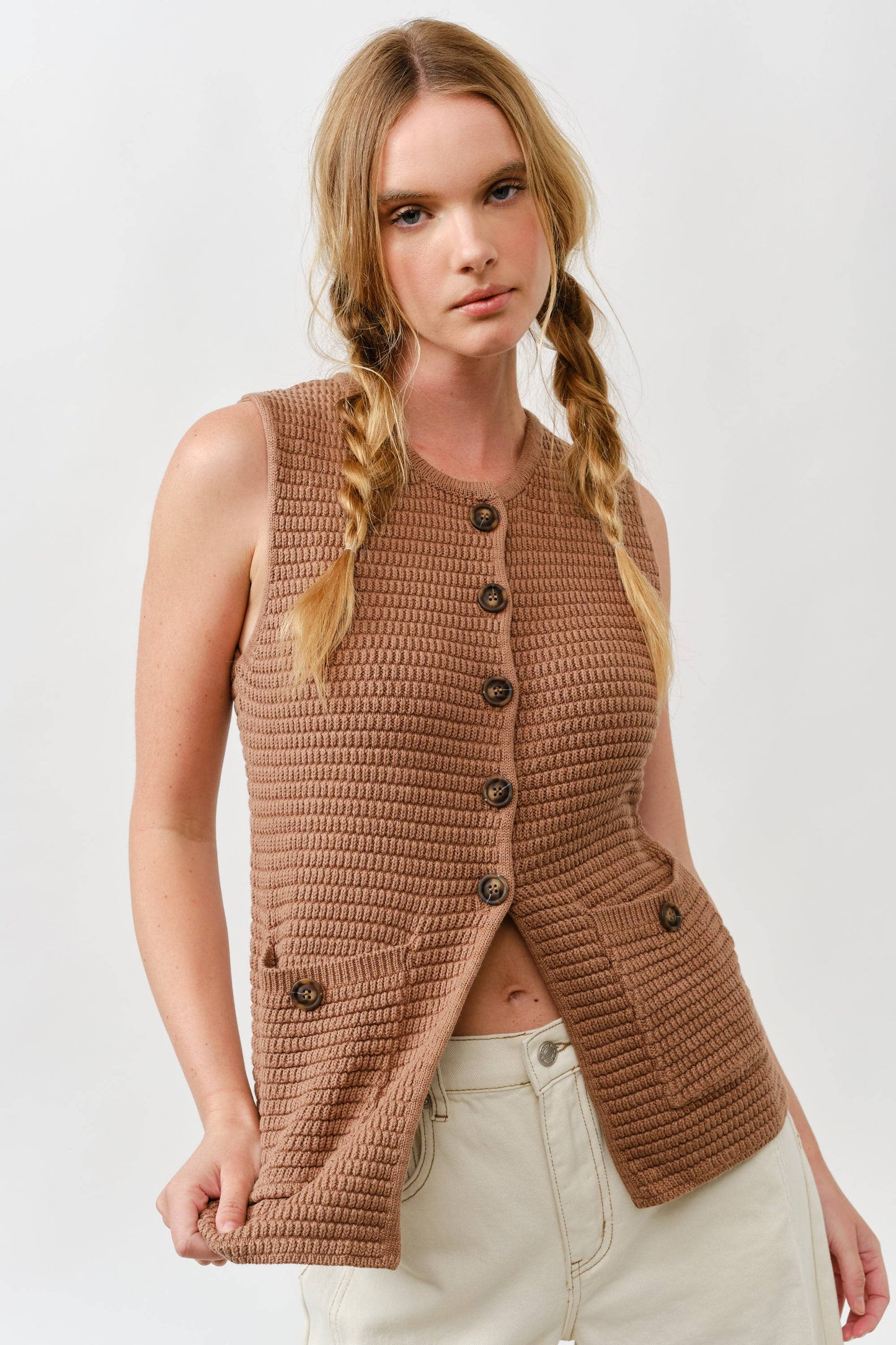 SWEATER BUTTON DOWN VEST
