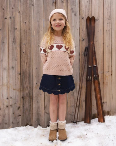 Dark Indigo Scallop Denim Mini Skirt | Rylee + Cru