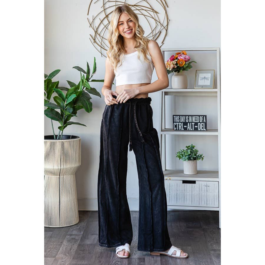 WASHED EXPOSED SEAM DRAWSTRING SWEATPANTS