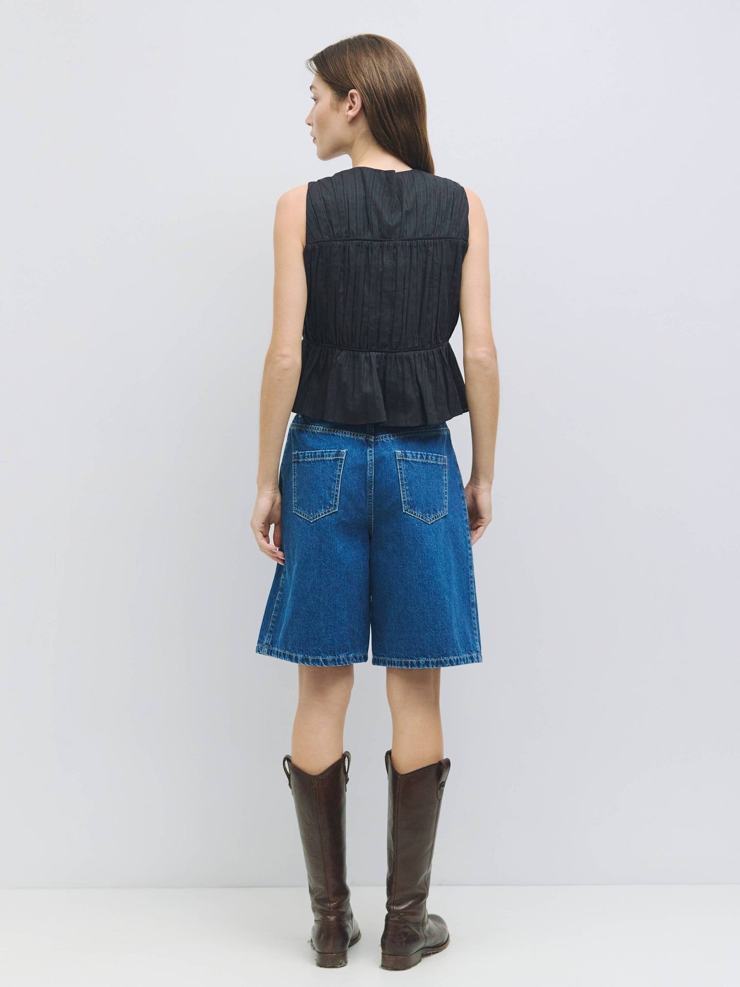 The Juno Shorts | Wide Leg Bermuda Denim Shorts