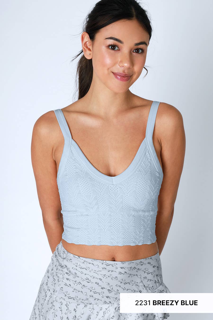 Lace Textured Crop Top - Nikibiki