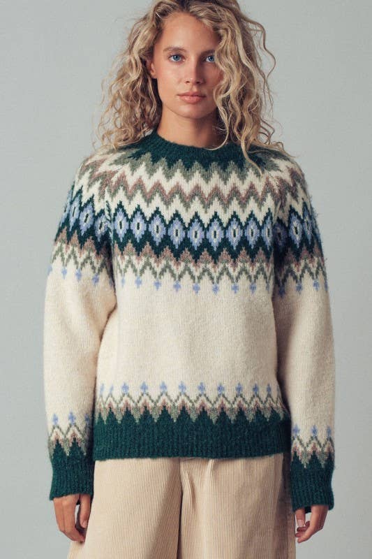 Fair Isle Wool Blend Sweater Top