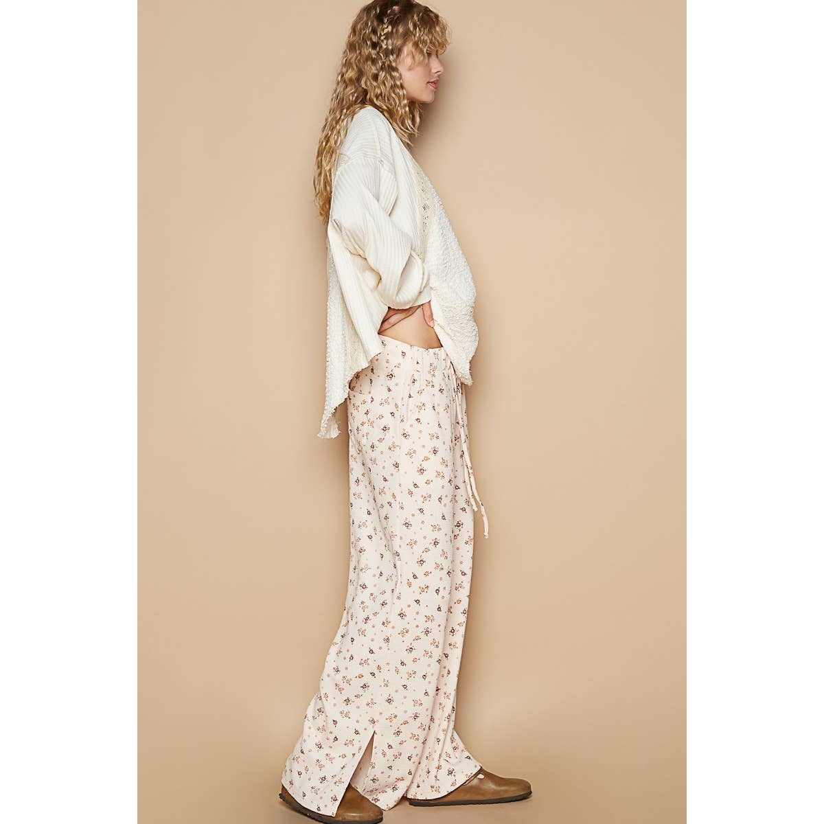 Vintage washed stretchable waist band casual pants