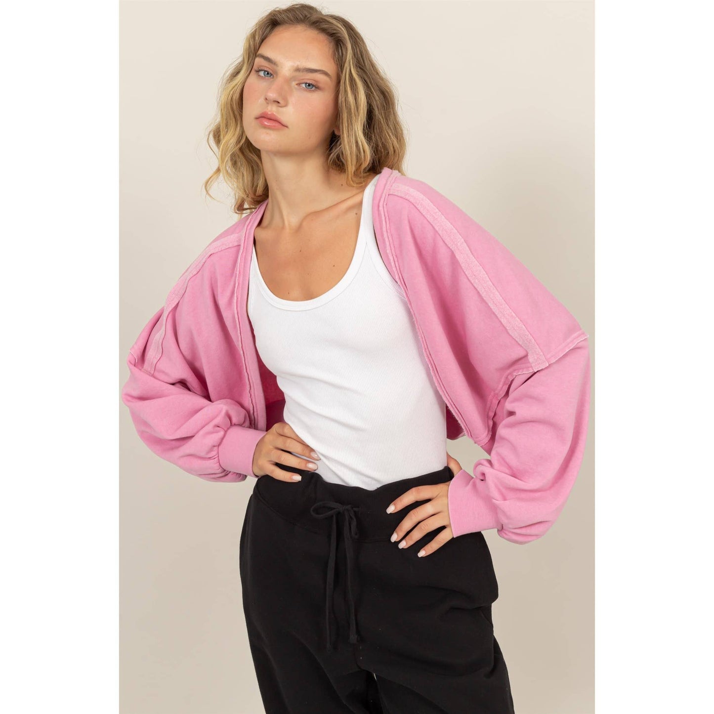 OVERSIZED CONTRAST CROPPED SHRUG