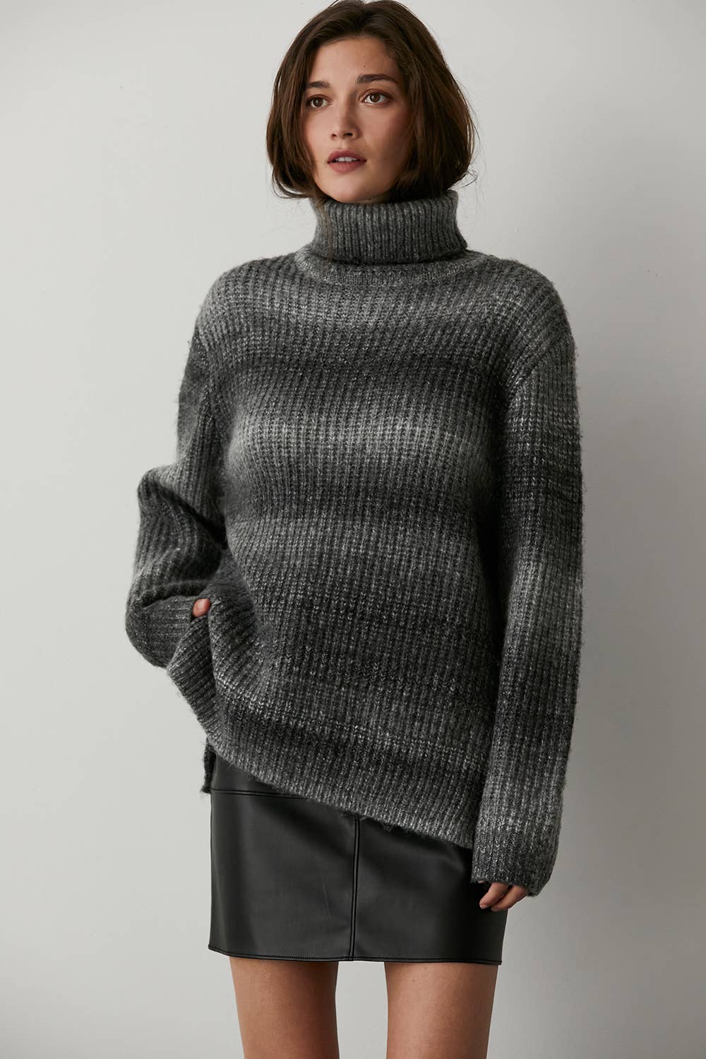 Ariana Multi Colored Wool-Blend Turtleneck Sweater