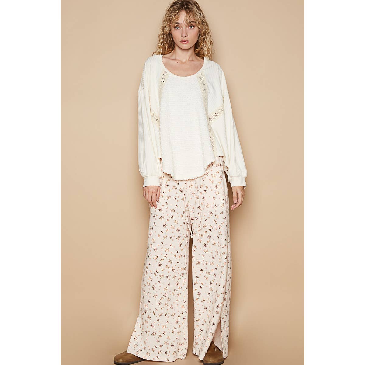 Vintage washed stretchable waist band casual pants