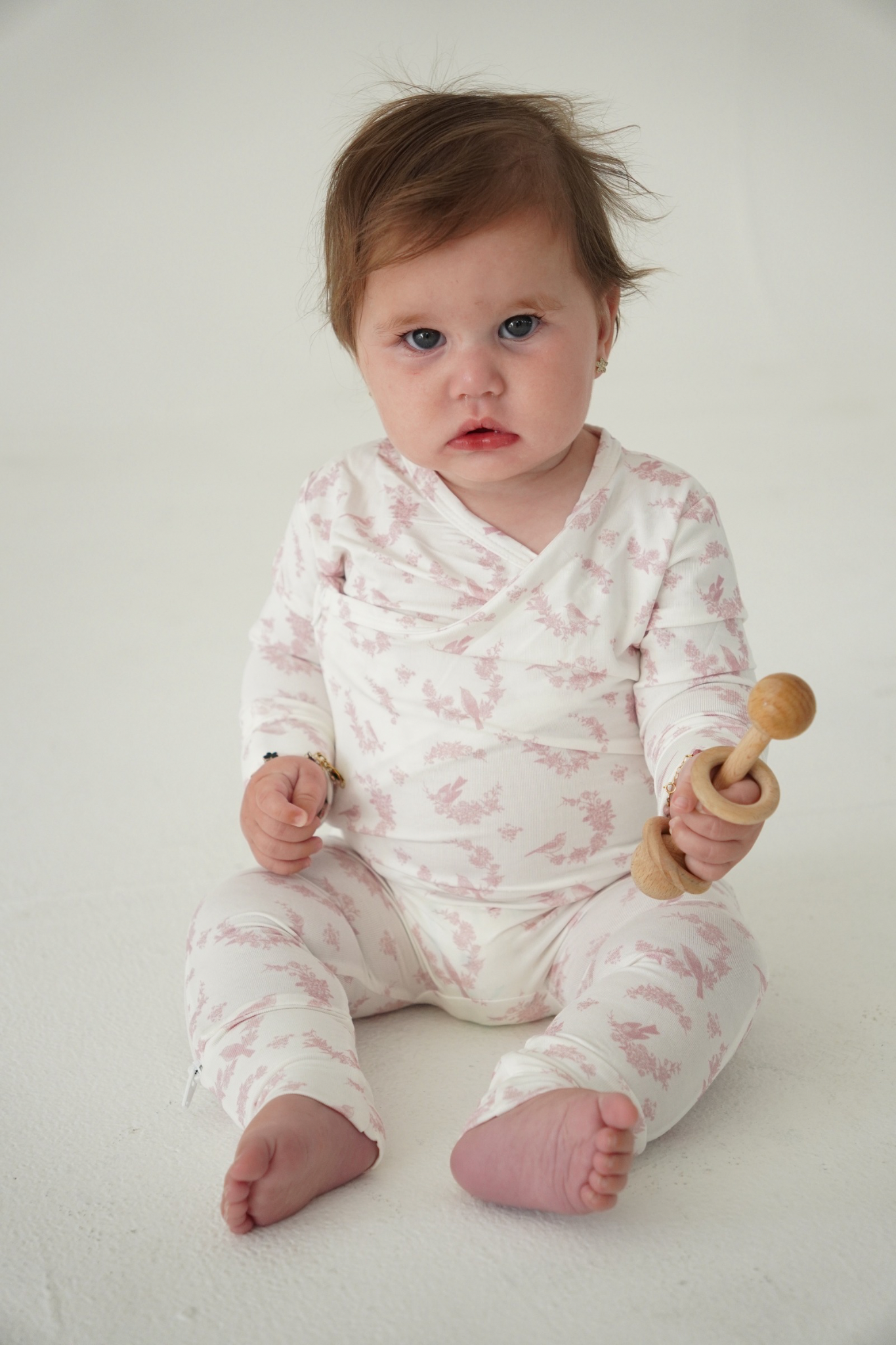 Little Pink Bird Bamboo Footie