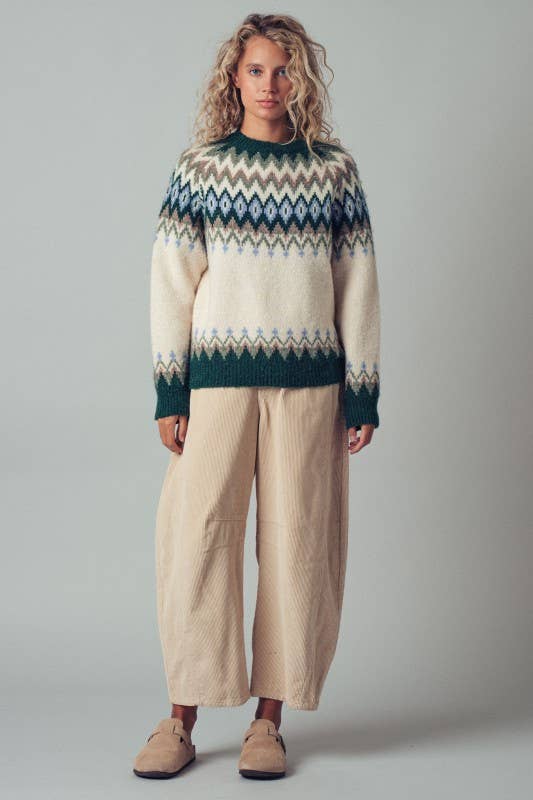 Fair Isle Wool Blend Sweater Top