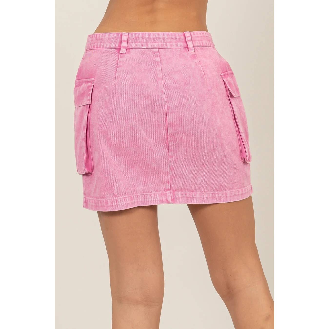 MINERAL WASHED CARGO MINI SKIRT