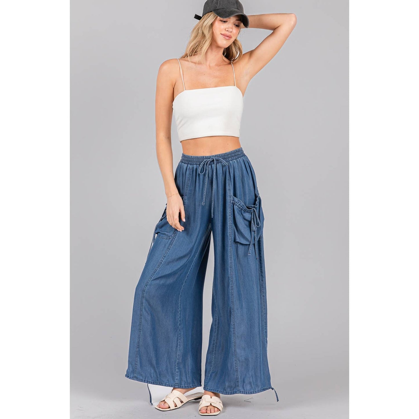 DRAWSTRING UTILITY CARGO-STYLE WIDE-LEG JOGGER (SP7680)
