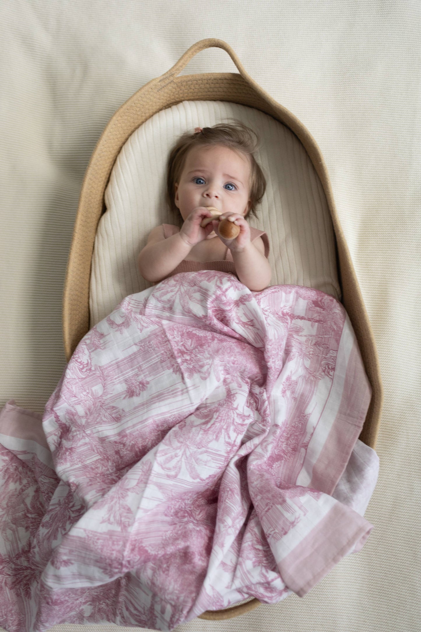 Pink Jungle Toile Muslin Blanket