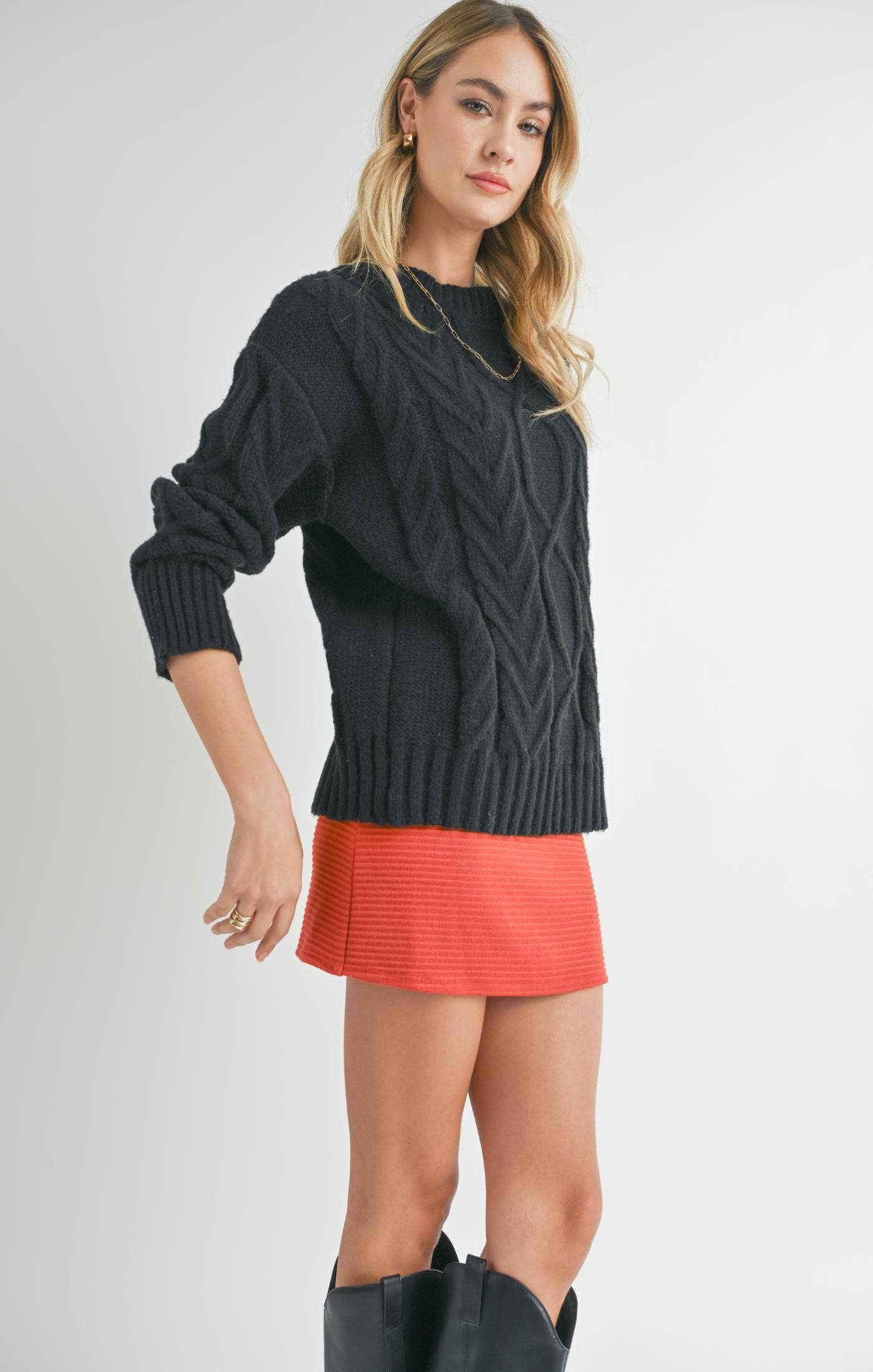 Black Cable Knit Sweater